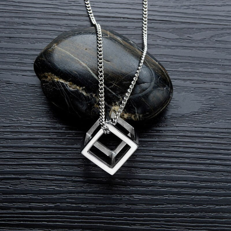 Equilibrium Cube Pendant || Mens Jewelry Necklace