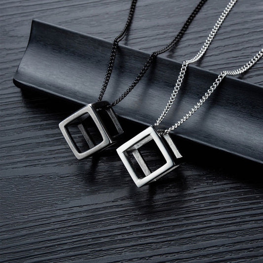 Equilibrium Cube Pendant || Mens Jewelry Necklace