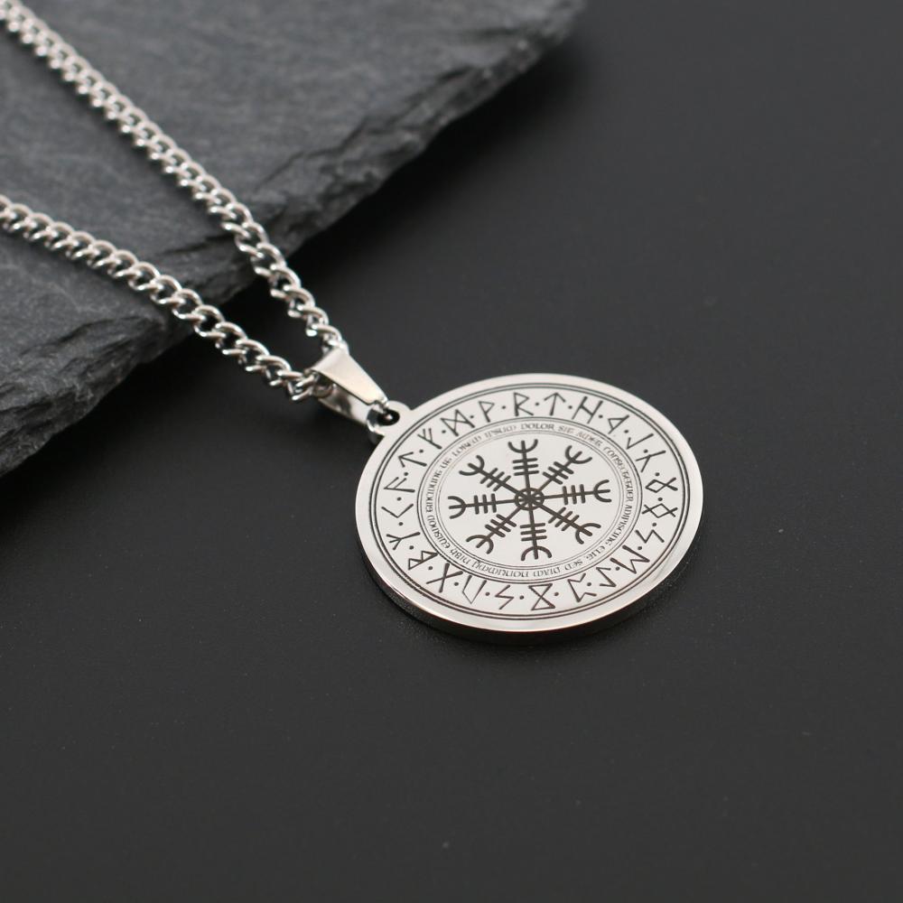 Vintage Viking Rune Compass || Mens Jewelry Pendant