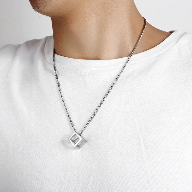 Equilibrium Cube Pendant || Mens Jewelry Necklace