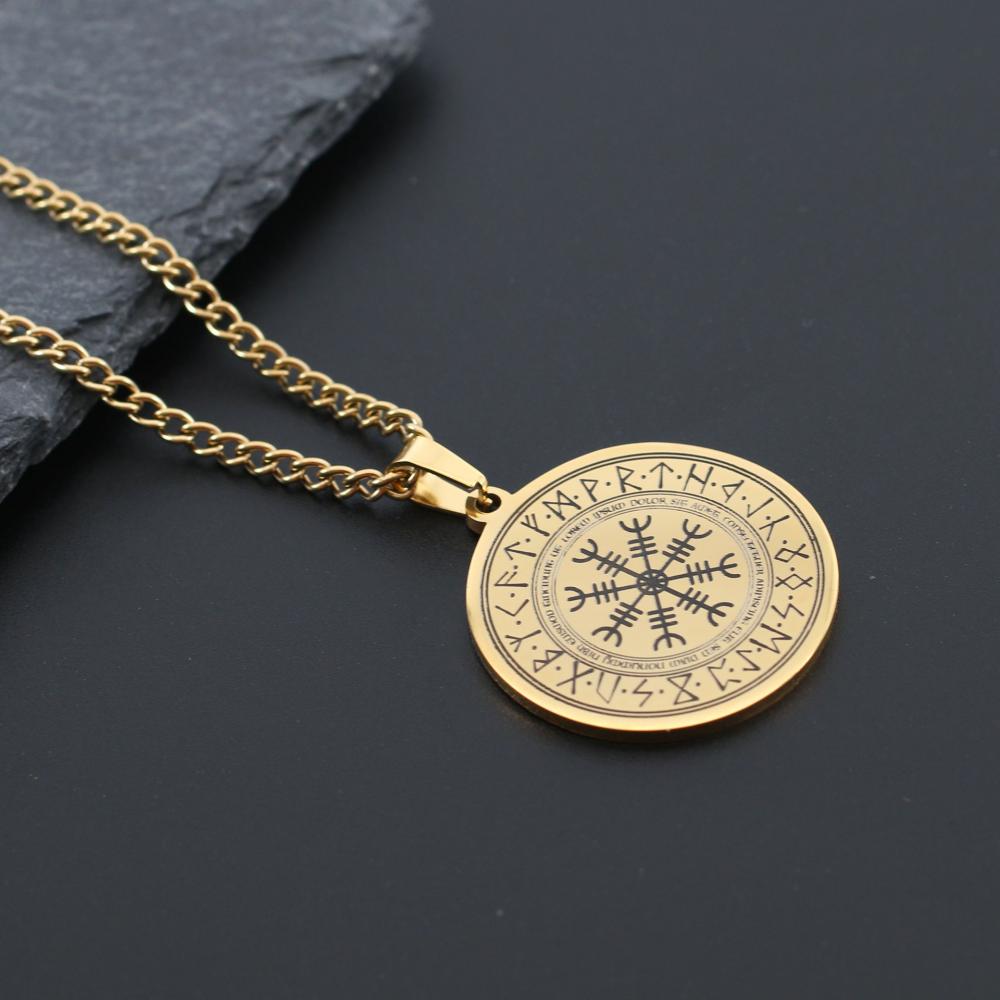 Vintage Viking Rune Compass || Mens Jewelry Pendant