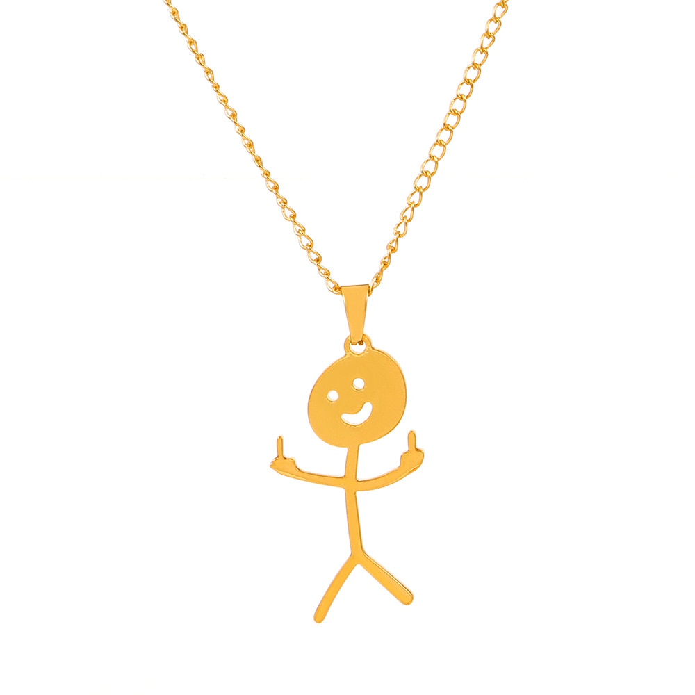 Middle Finger Stickman Pendant || Mens Jewelry Necklace