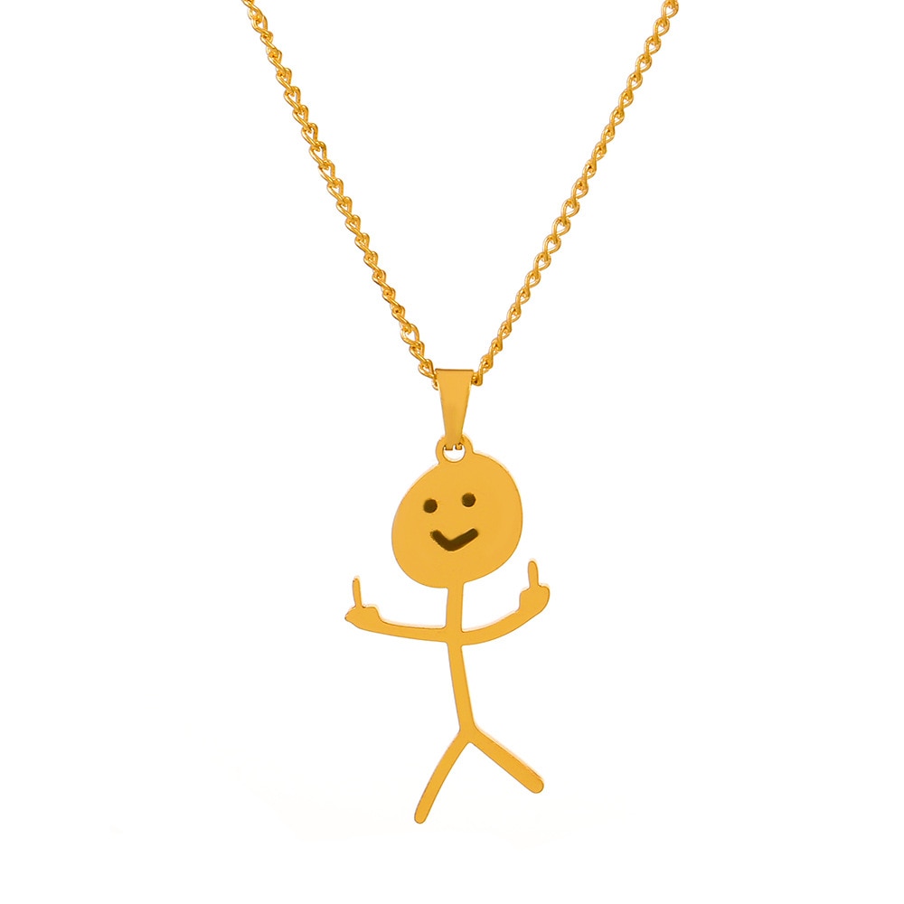 Middle Finger Stickman Pendant || Mens Jewelry Necklace