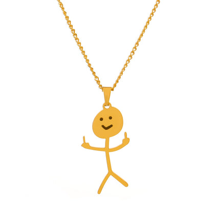 Middle Finger Stickman Pendant || Mens Jewelry Necklace