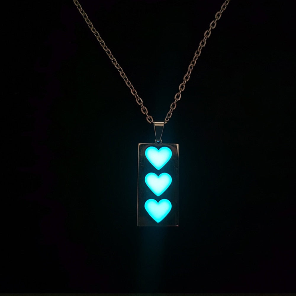 Luminous Pendant - Heart/Wolf/Feather || Mens Fluorescent Necklace