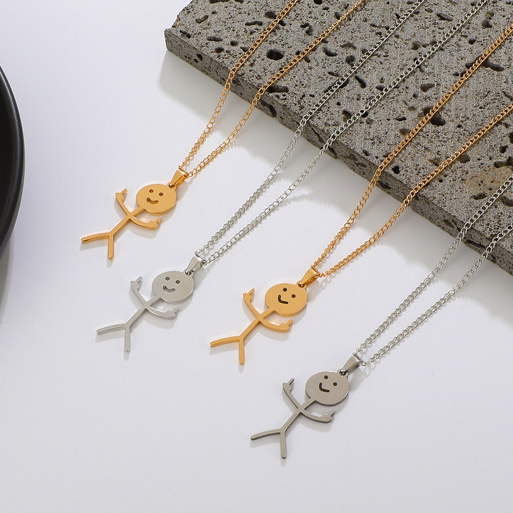 Middle Finger Stickman Pendant || Mens Jewelry Necklace