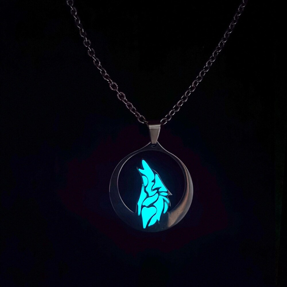 Luminous Pendant - Heart/Wolf/Feather || Mens Fluorescent Necklace