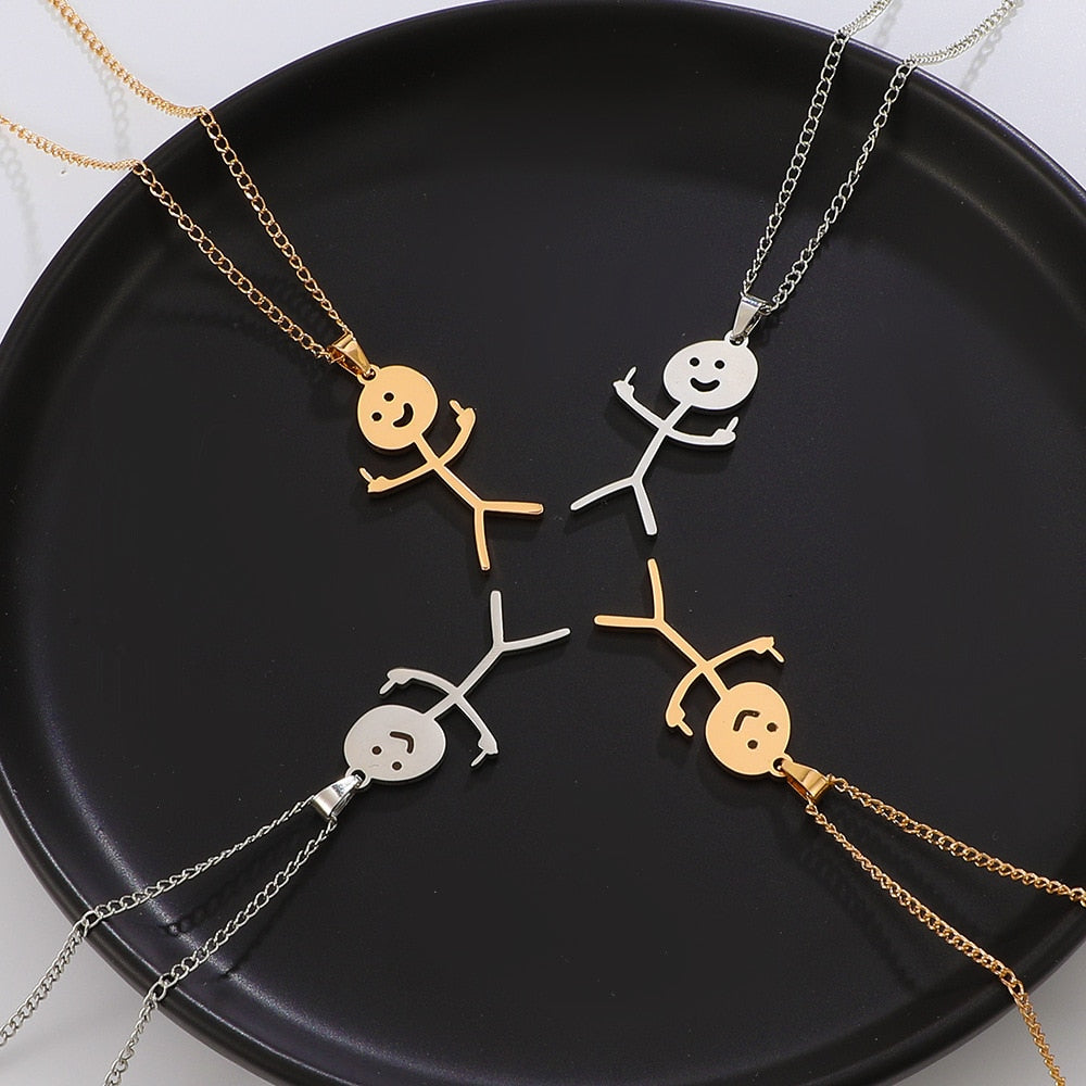 Middle Finger Stickman Pendant || Mens Jewelry Necklace