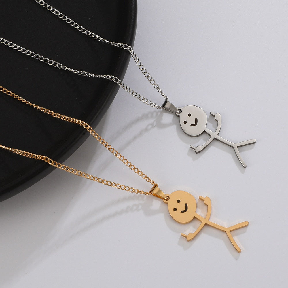 Middle Finger Stickman Pendant || Mens Jewelry Necklace