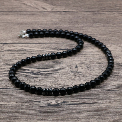 Black Bead Necklace || Mens Jewelry Necklace